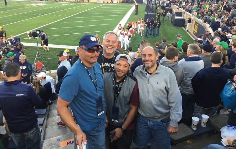 Jeff Handy with FSS technicians at a Notre Dame football game