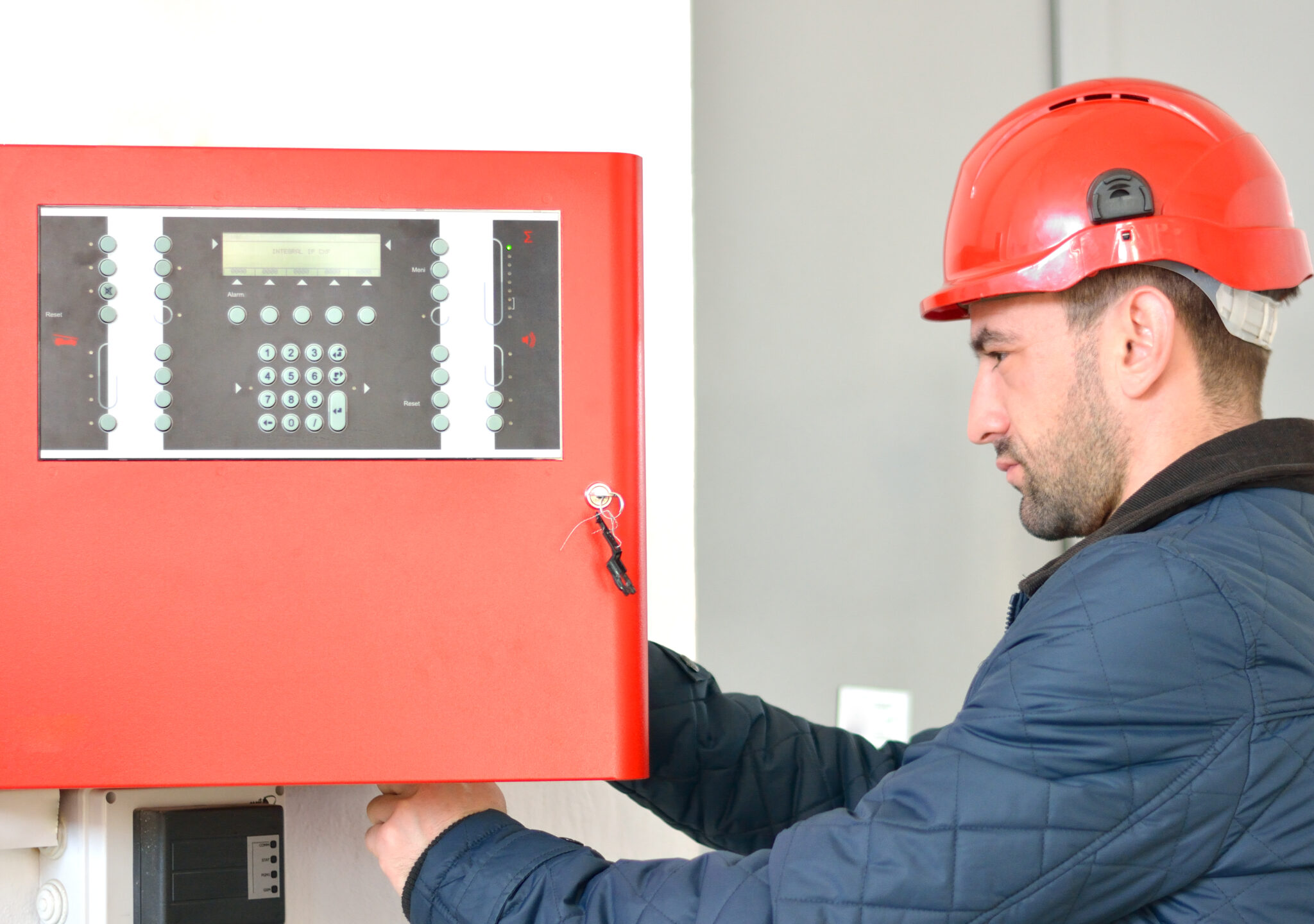 Electrician Wearing Hard Hat at Job Site