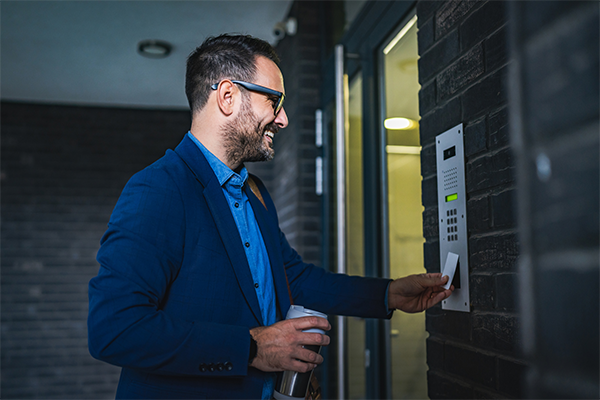 Man using a keycard