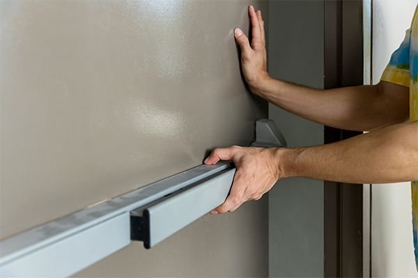 Person using a push door